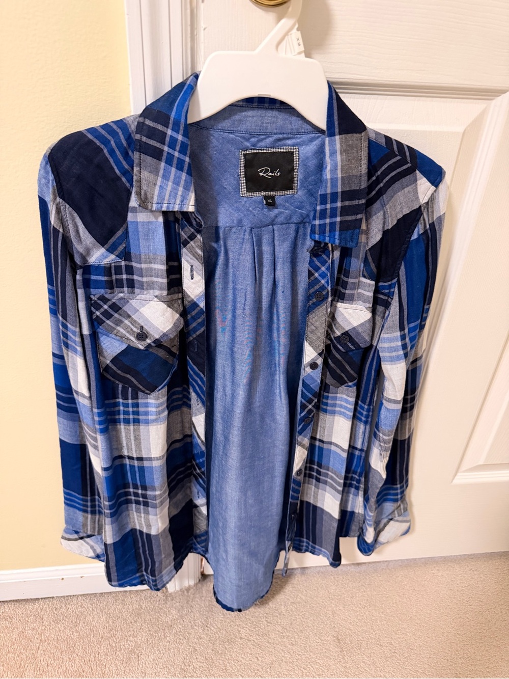 Rails Womens Navy and Blue Plaid Button-Down Shirt
